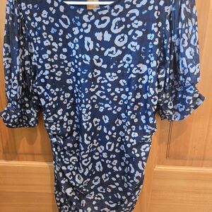 Cable & Gauge Blue Animal Print Blouse